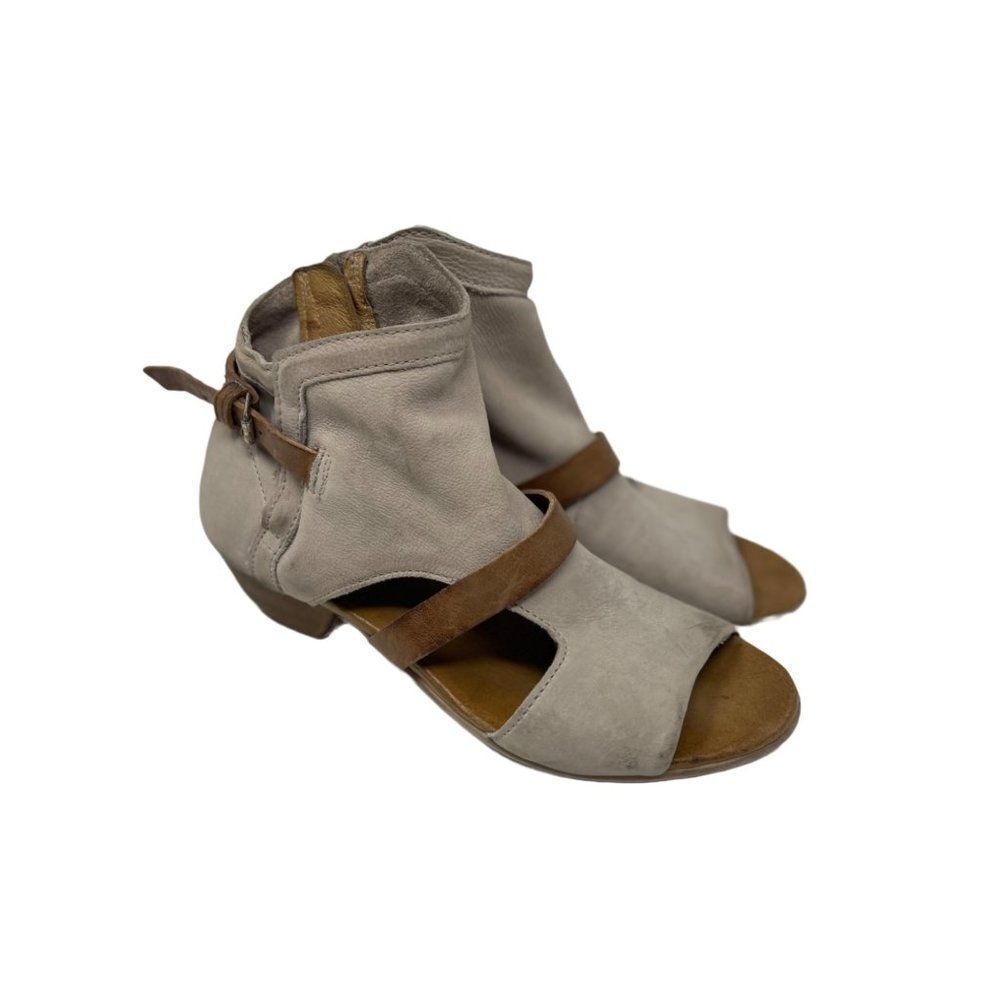 Miz Mooz carter ankle booties US9 EU40 BoxU Bone leather Peep toe - Picture 2 of 8